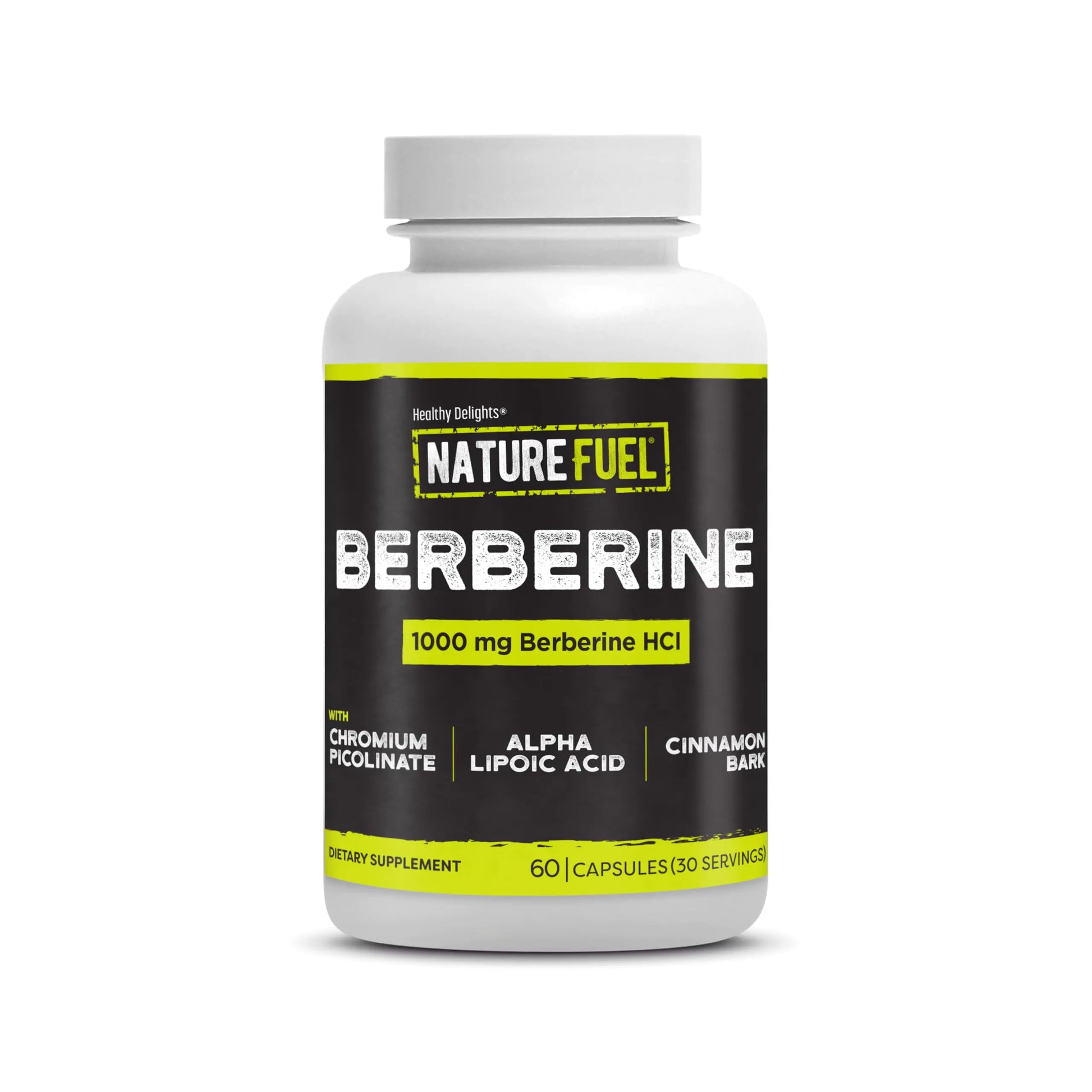 Healthy Delights Nature Fuel Berberine Capsules Berberine Supplement with Berberine HCl Chromium Picolinate Alpha Lipoic Acid and Cinnamon Bark 60 Count 30 Servings