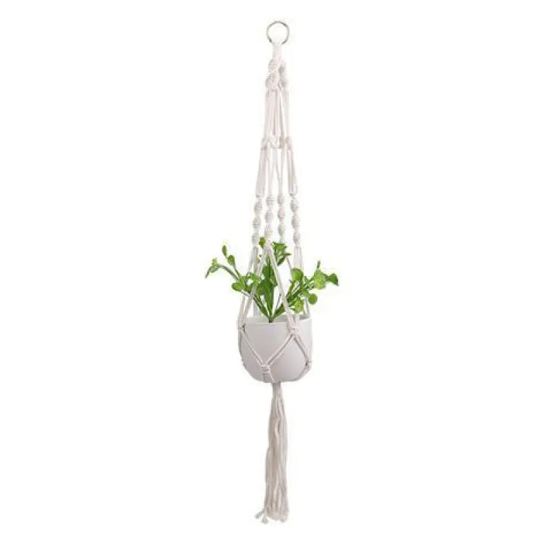 Handwoven Cotton Rope Hanging Planter Basket