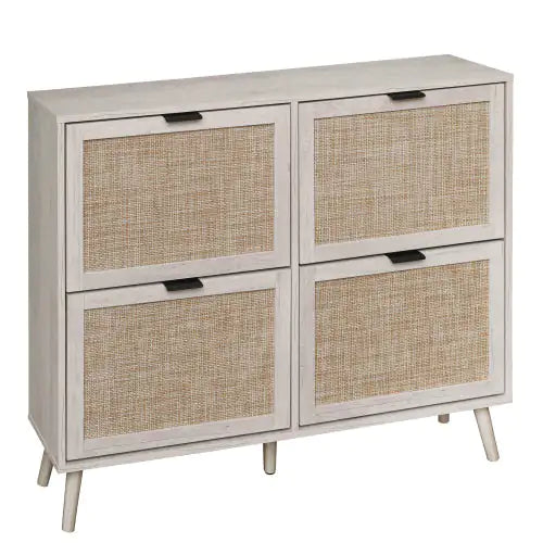 4-door Shoe Rack, Free-standing Modern Shoe Cabinet For Entrance