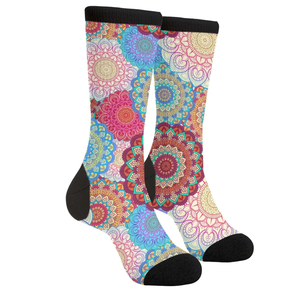 Mens Boho Flower Novelty Socks Fun Casual Socks Funny Socks Crazy Socks