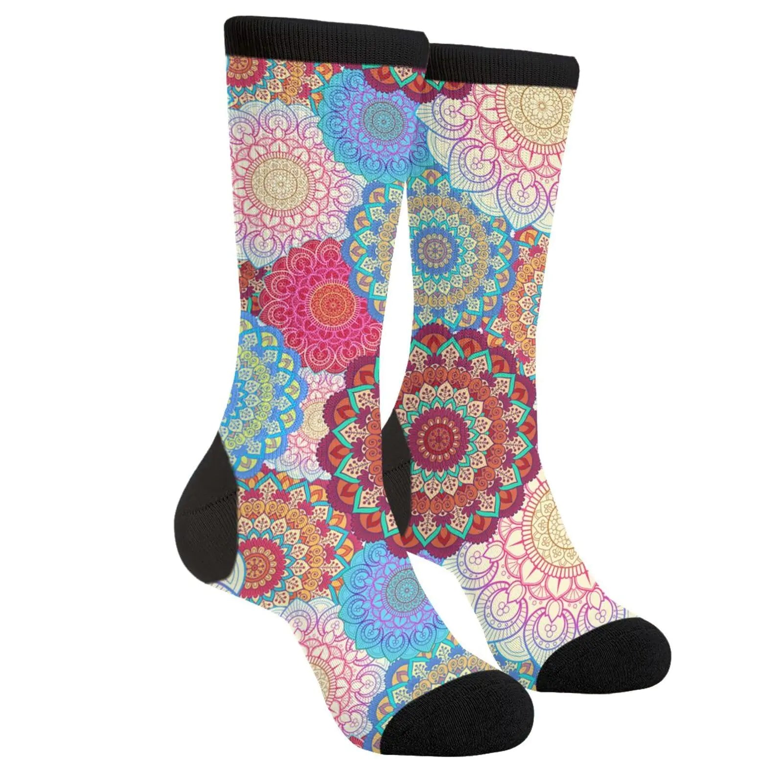 Mens Boho Flower Novelty Socks Fun Casual Socks Funny Socks Crazy Socks