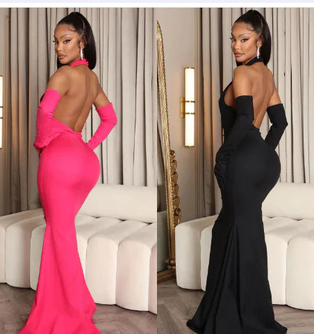 Backless Hollow-out Halter Dress for Women