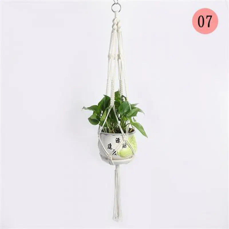 Handwoven Cotton Rope Hanging Planter Basket