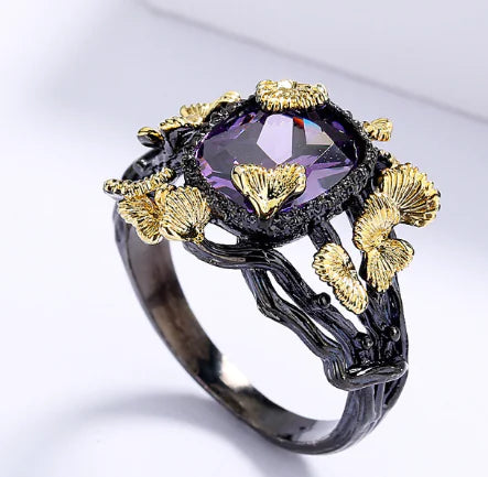 Natural Stone Timbo Black Gold Creative Ring