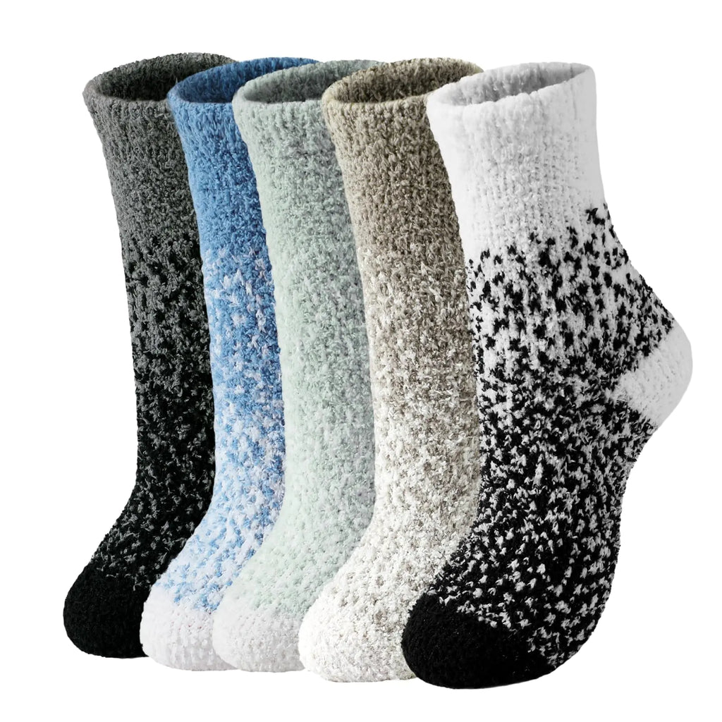 Fuzzy Socks for Women - 5 Pair Fuzzy Socks Cozy Socks Slipper Socks for Women Womens Fuzzy Socks Soft Comfort of Coral Fleece Dark Gradient