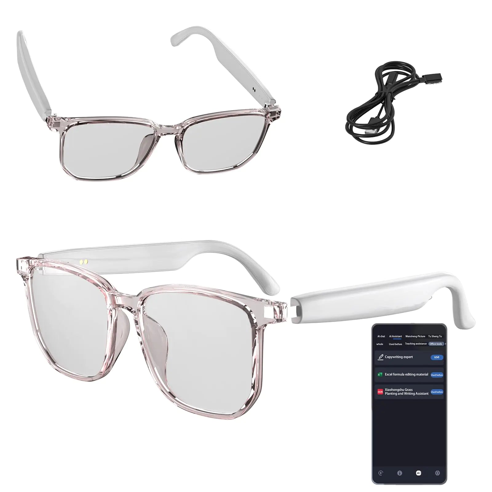 AI Smart Glasses Ai Translator Glasses Wireless Bluetooth Real-Time Translation Smart Music Glasses for Businees for Listening to Music & CallingSupport 75 Languages