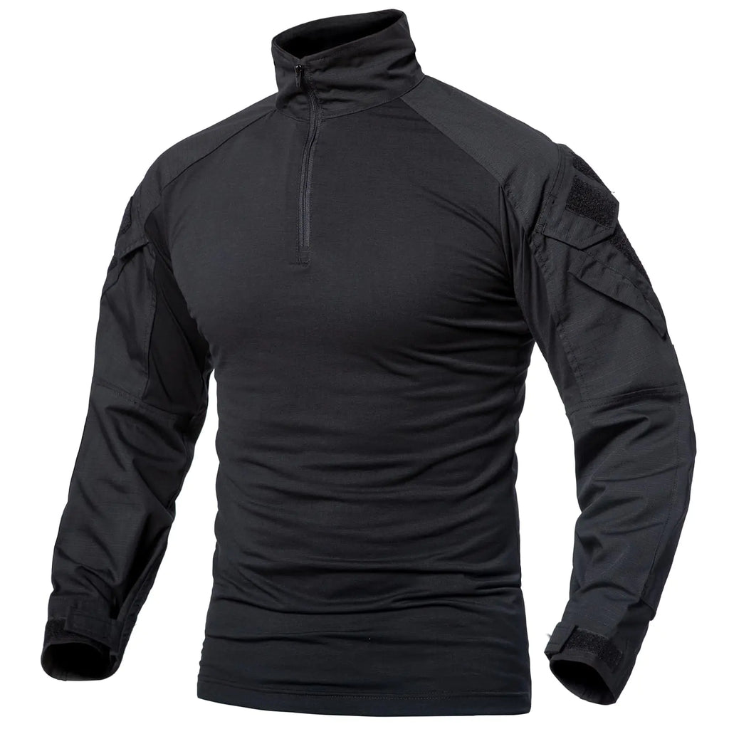 CARWORNIC Mens Tactical Combat Shirt Long Sleeve Camo Airsoft Army Military T Shirt