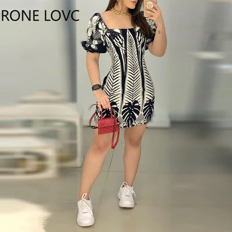 Elegant Square Neck Backless Bodycon Mini Dress for Women