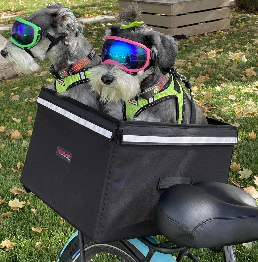 Bushwhacker Portland - Bike Rack Dog Grocery and Goods Carrier - Bicycle Pannier Crate Cycling Basket Trunk Bag Rear Bed Storage Leash Carry Cargo Pet Commuter Behind Seat Accessories Items Ebike