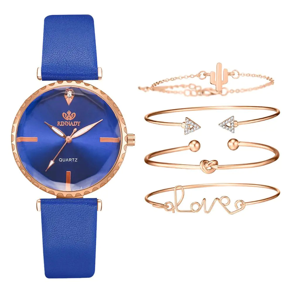 Bracelet Set with Quartz Watch for Women