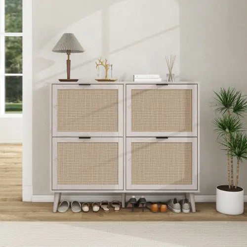 4-door Shoe Rack, Free-standing Modern Shoe Cabinet For Entrance