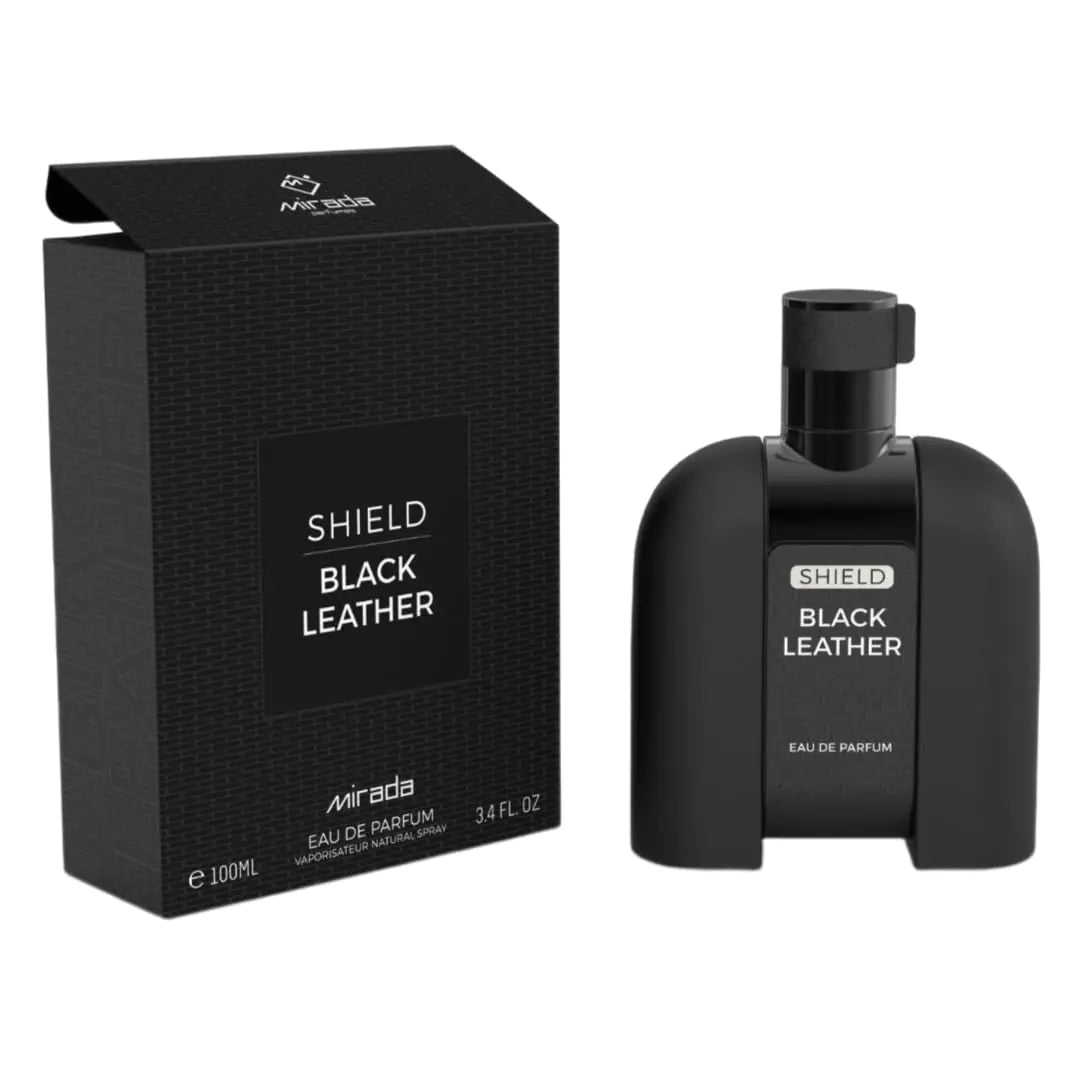 MIRADA Shield Black Leather Mens Eau de Parfum (EDP) 3.4 FL. Oz (100ml) Men’s Perfume with Notes of Cardamom Leather Jasmine Patchouli Amber and Moss