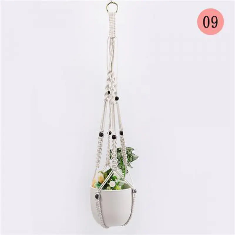 Handwoven Cotton Rope Hanging Planter Basket