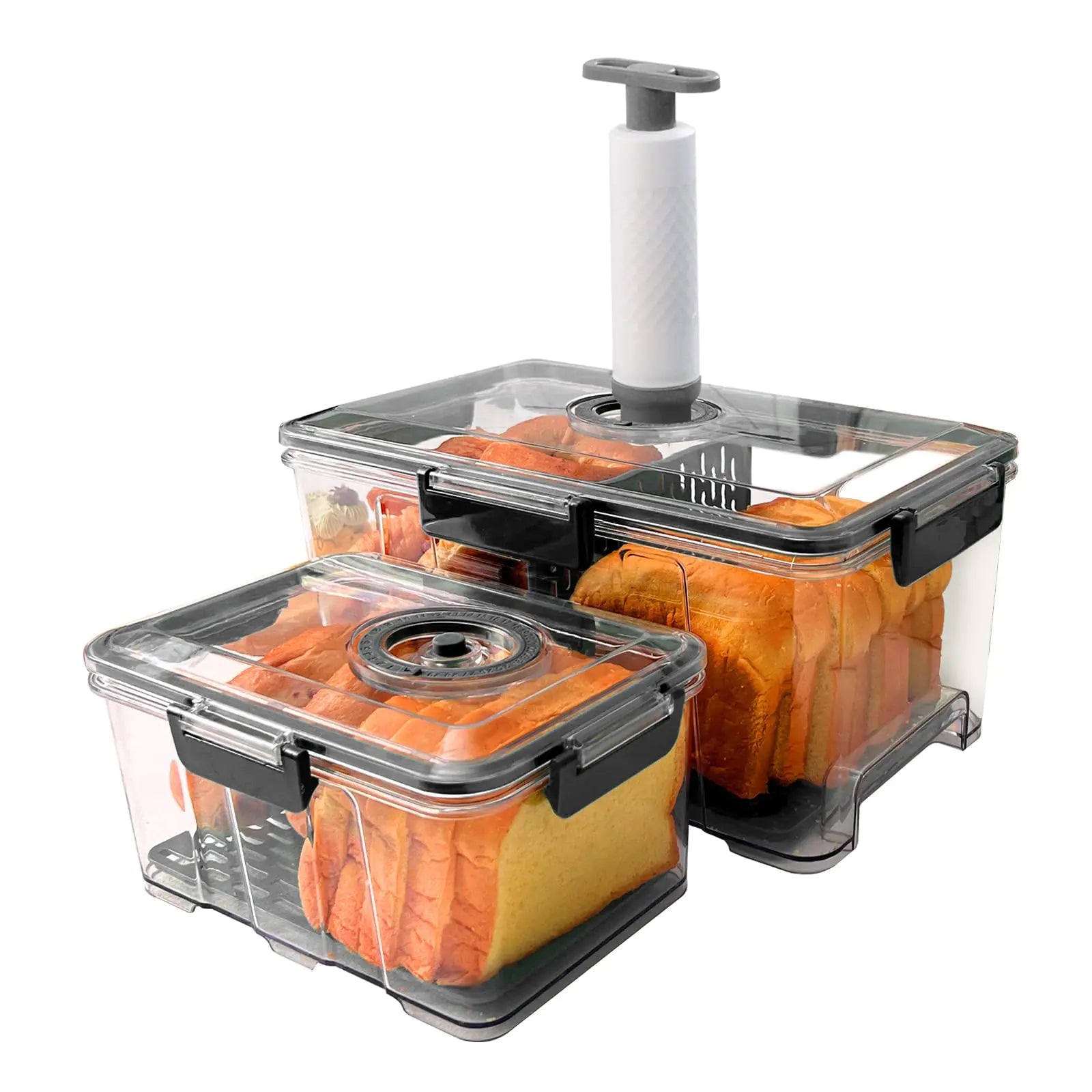 CTANCIFANG Bread Storage Container for Homemade Bread 2 Pack 7.5L +2.5L Large Sizes Airtight Vacuum Bread Box with Time Recording Bread Storage for Kitchen Countertop Toast and Cookies