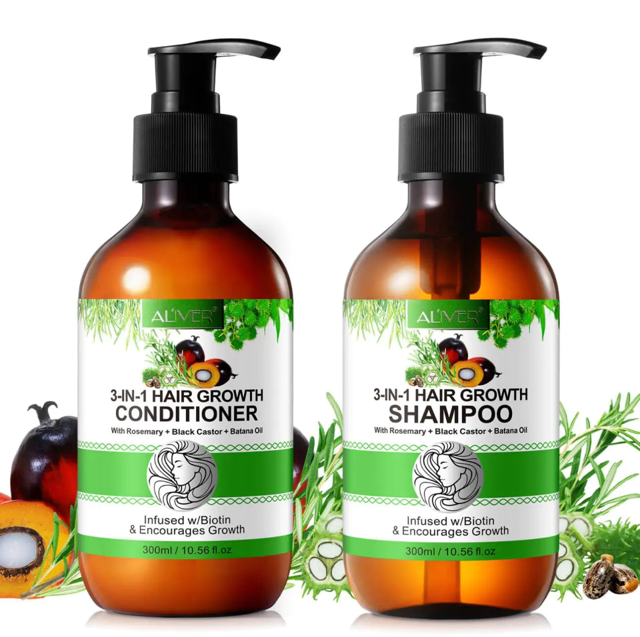 Generic Jamaican Black Castor Oil + Rosemary Oil + Batana oil (Shampoo and Conditioner) Green