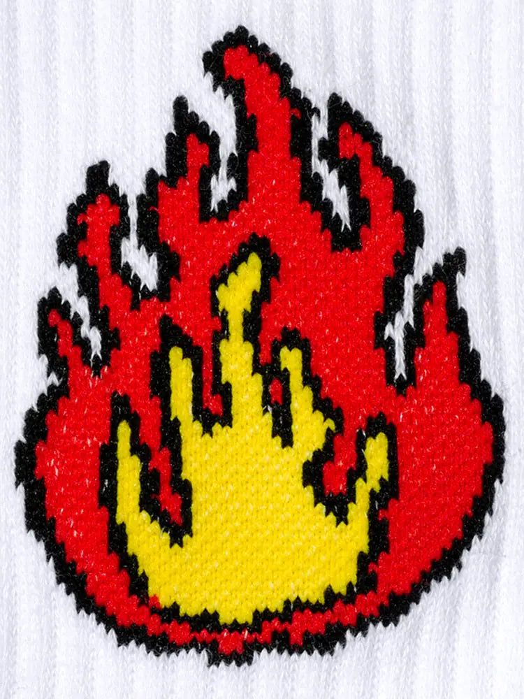 Men's Sports Socks with Towel Bottom - Flame Design