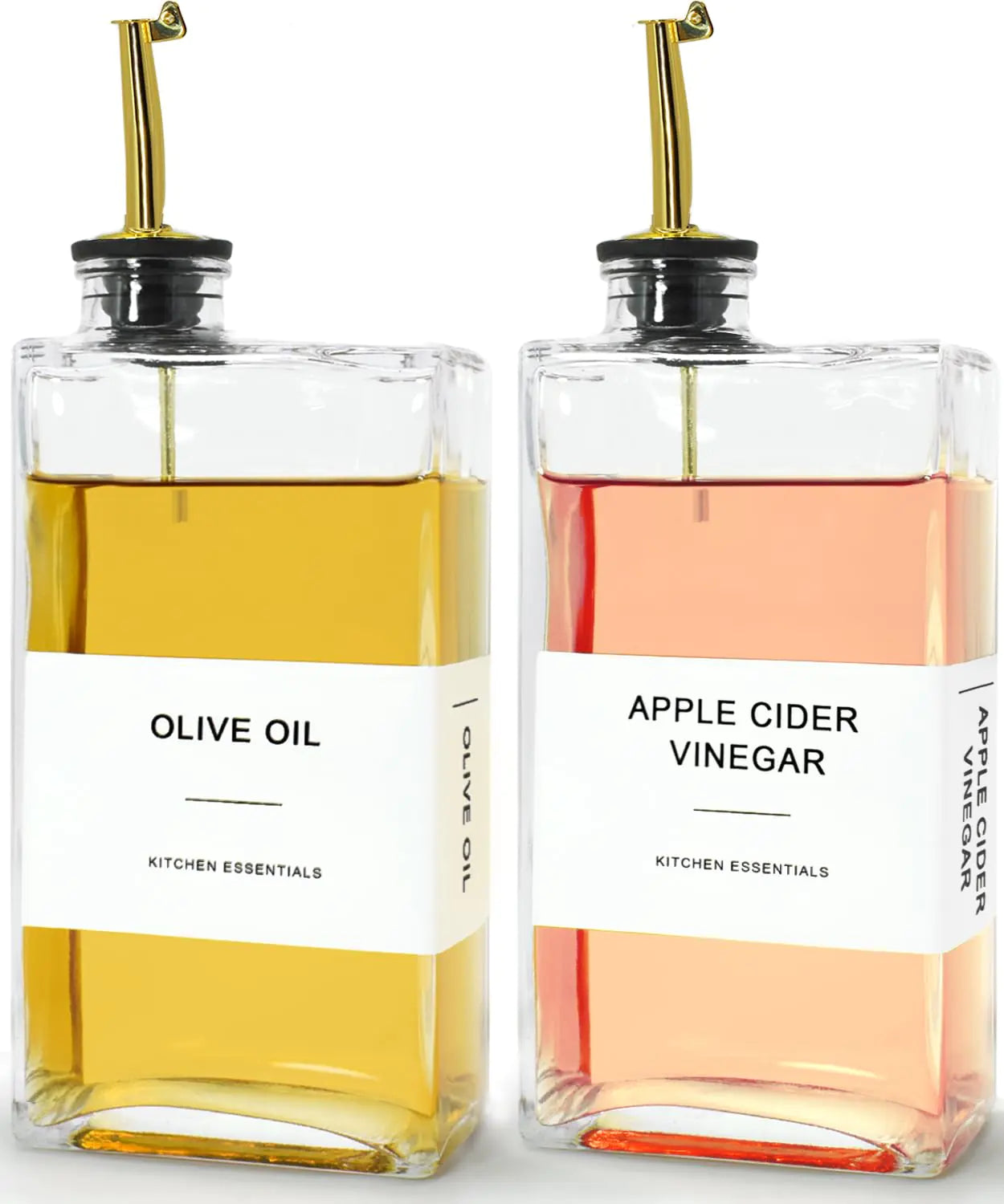 Ledanba Olive Oil Dispenser Bottle for Kitchen Oil and Vinegar Dispenser Set 17 oz Cooking Oil Dispenser Glass oil Container Olive Oil Cruet Book Shaped Oil Dispenser (Gold 17 oz Set of 2)