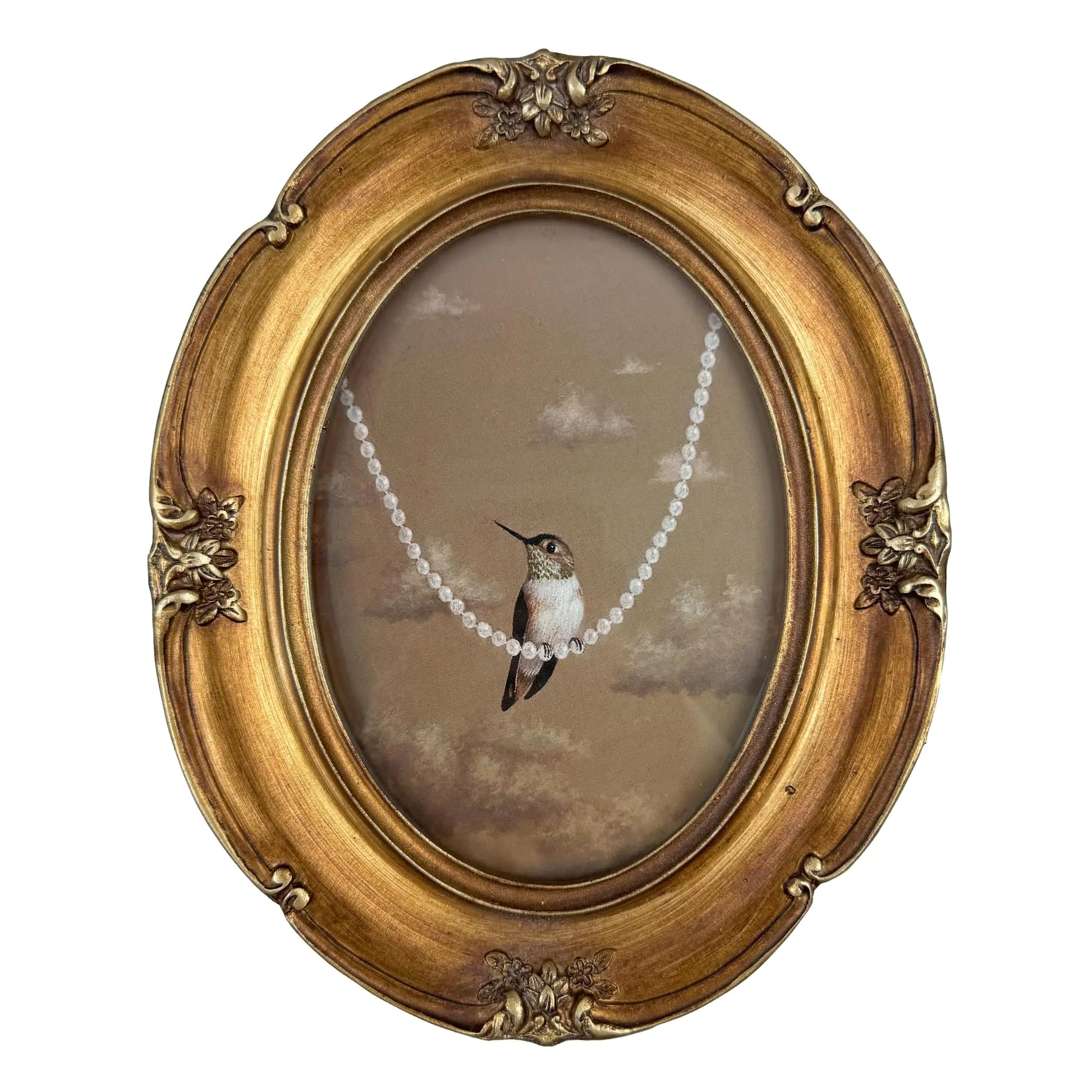 Emiyea 5x7 Vintage Bronze Oval Picture Frame - Glass Front Art Deco Photo Frame - Antique Gold Tabletop or Wall Hanging Frame