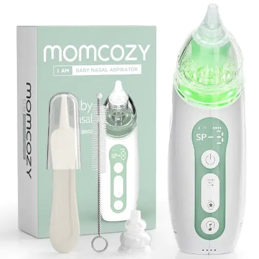 Momcozy Baby Nasal Aspirator 3 Suction Levels Electric Nasal Aspirator for Baby Newborn and Toddler Portable Baby Nose Aspirator with Light Soothing and Music Baby Snot Sucker