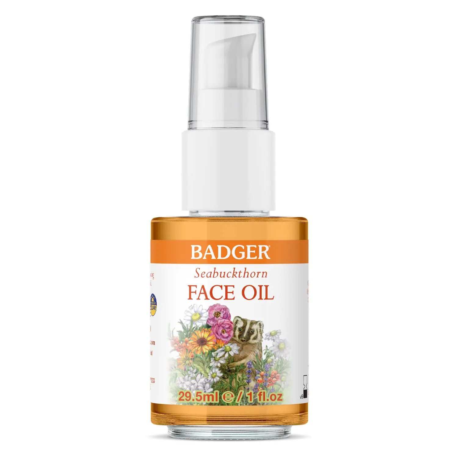 Badger Face Oil Seabuckthorn Certified Organic Seabuckthorn Oil Organic Face Oil Moisturizing Facial Oil Natural Face Oil 1 oz Glass Bottle