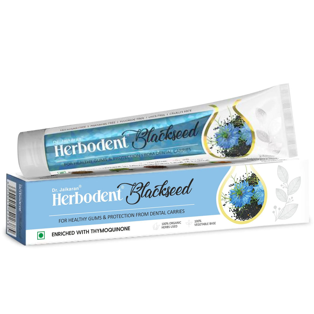 Herbodent® Blackseed Toothpaste - 6.53 Oz Pack of 1 | with Natural Particles | THYMOQUINONE Improves Micro-Hardness Level of Enamel | Sensitivity & Cavities Protection | 7 Organic Herbs-Neem Tomar