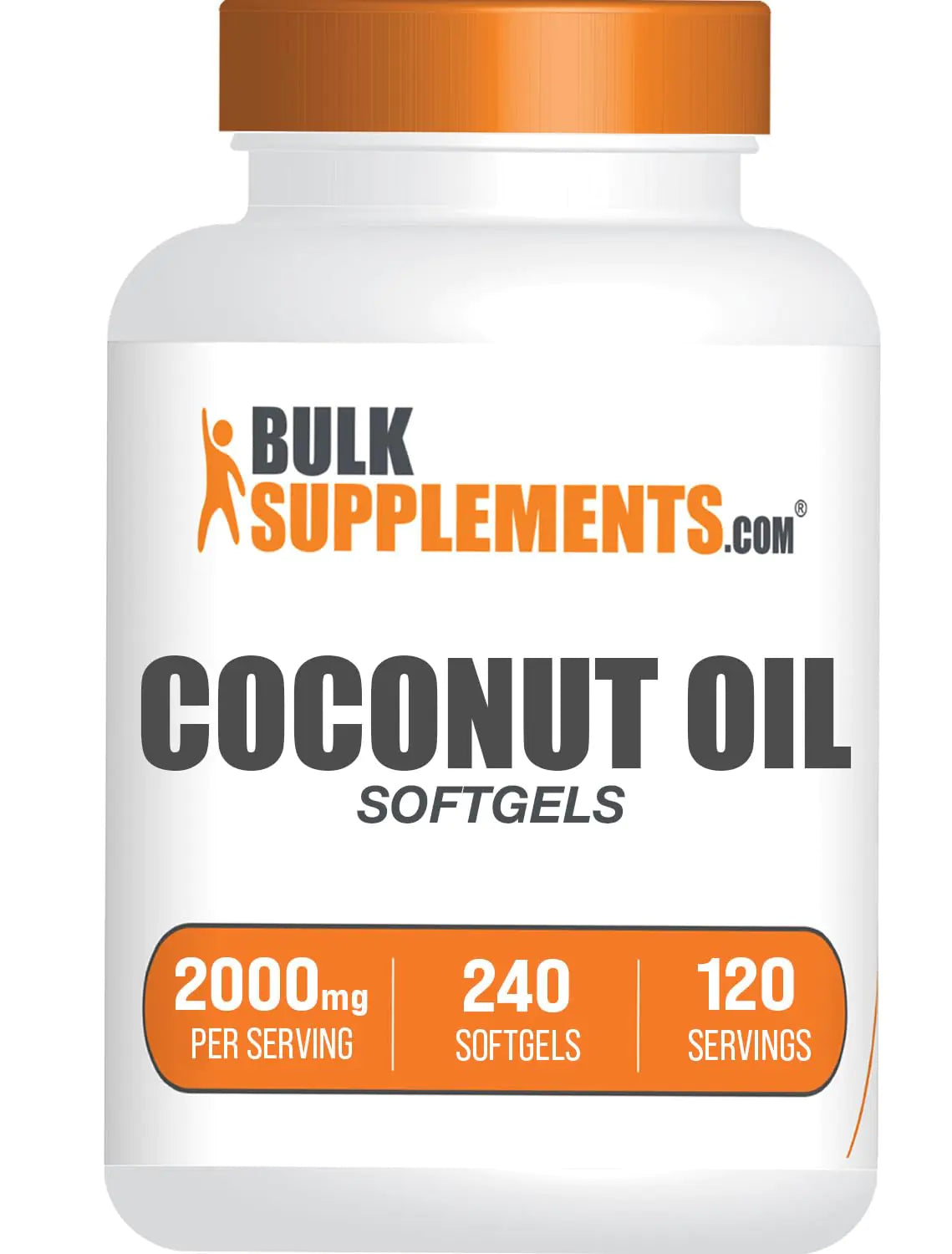 BULKSUPPLEMENTS.COM Coconut Oil Softgels - Pure Coconut Oil Coconut Oil Capsules for Skin & Hair Coconut Oil Supplement - Coconut Oil Pills 2 Softgels per Serving (2000mg) 240 Softgels