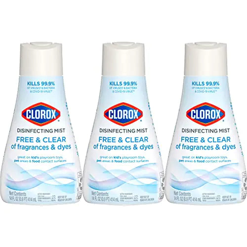 Clorox Free & Clear Disinfecting Mist Refill Household Essentials Fragrance Free 14 Fluid Ounces Pack of 3
