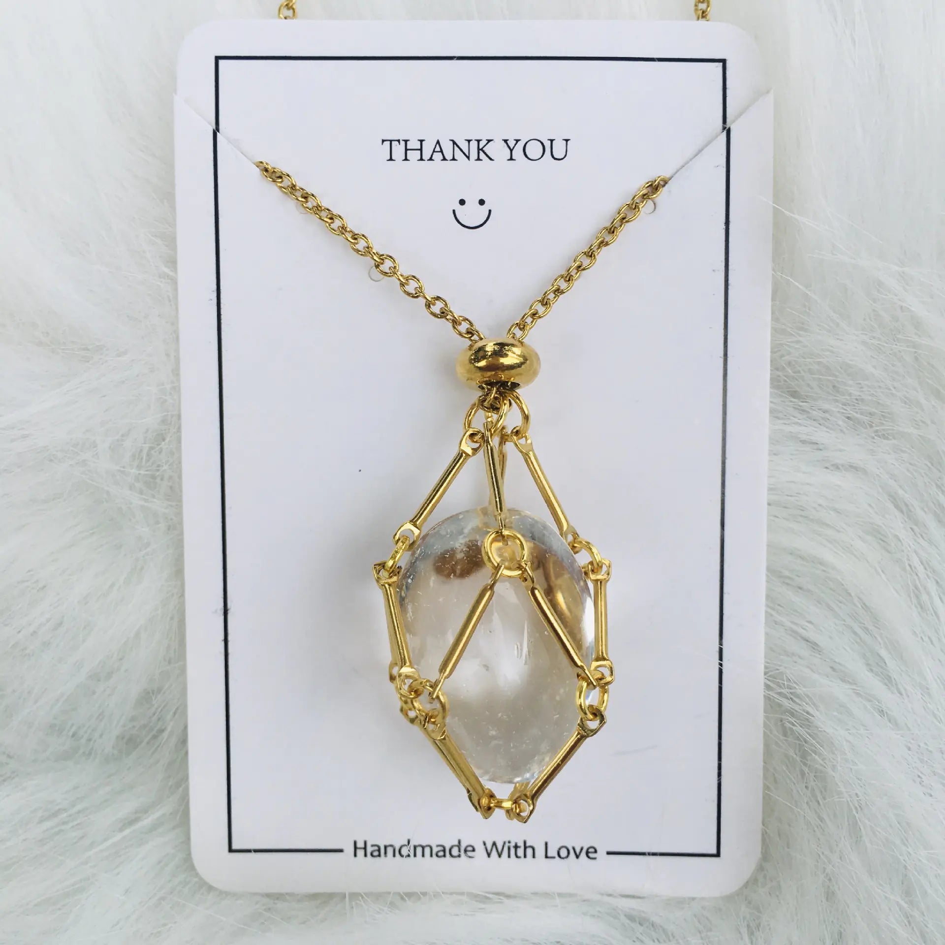 Crystal Raw Stone Pendant Necklace