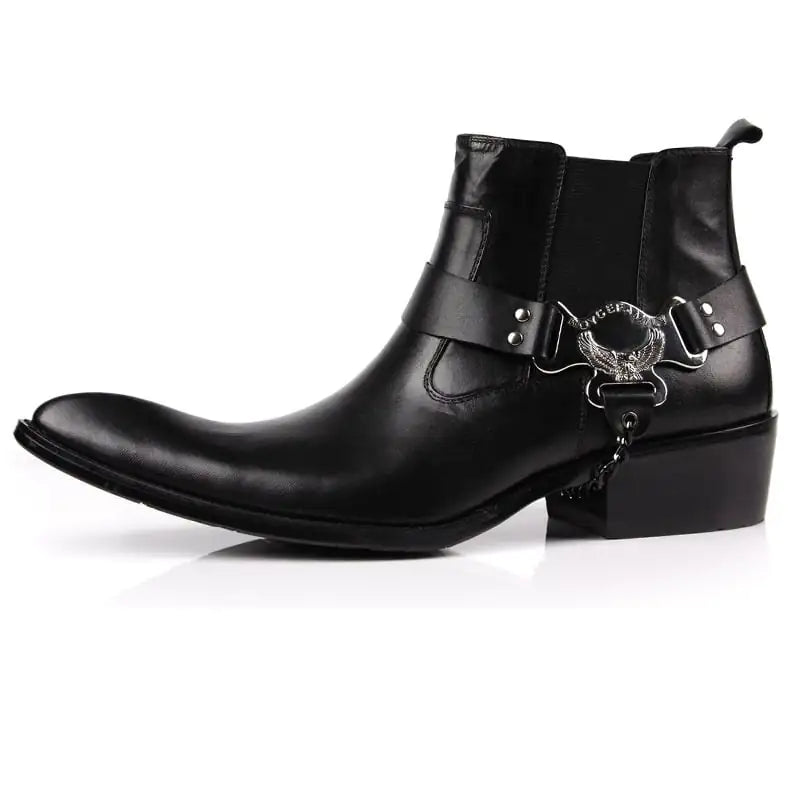 Men's Breathable Leather Short Motorcycle Boots