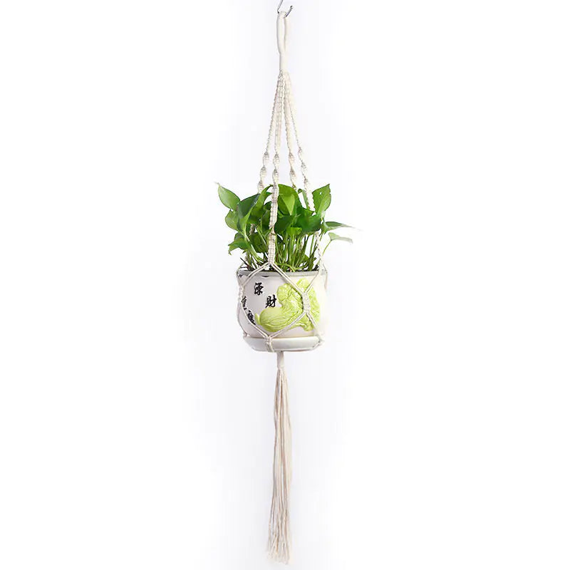 Handwoven Cotton Rope Hanging Planter Basket