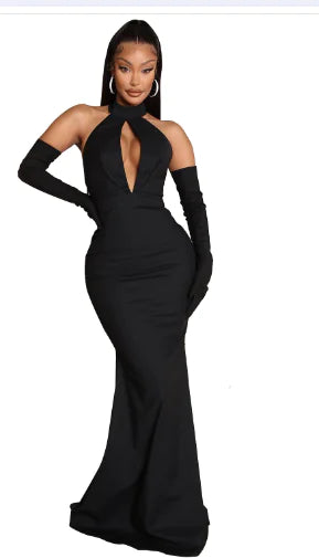 Backless Hollow-out Halter Dress for Women