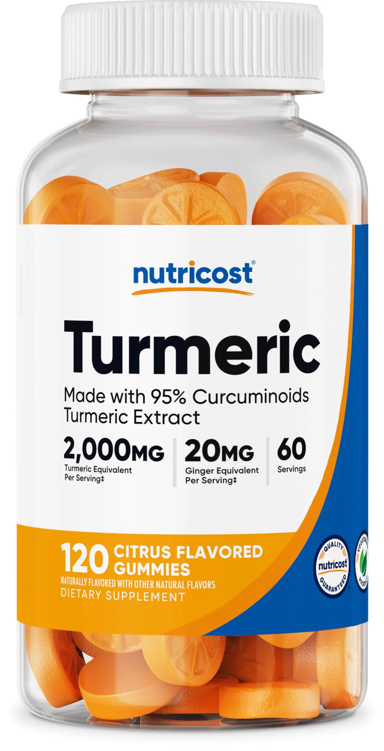 Nutricost Turmeric Gummies 2000mg Tumeric per Serving (120 Gummies) - 60 Servings