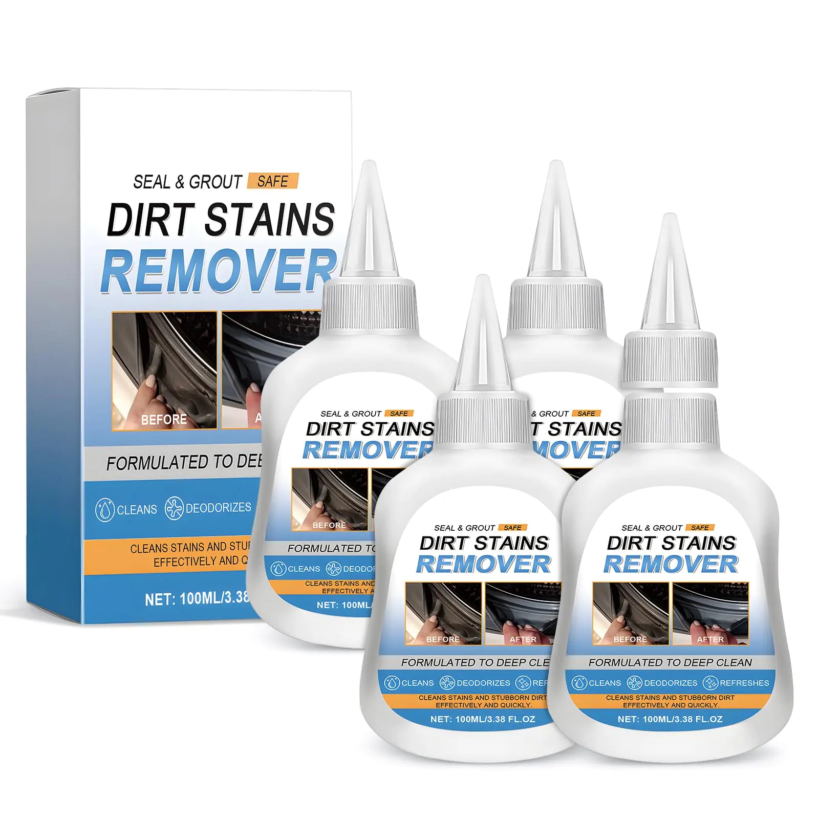 Household Stain Gel CleanerWashing Machine Cleaner for Front Load Washer Rubber SealBathroomGroutShowerKitchen Sink(4 PACK)