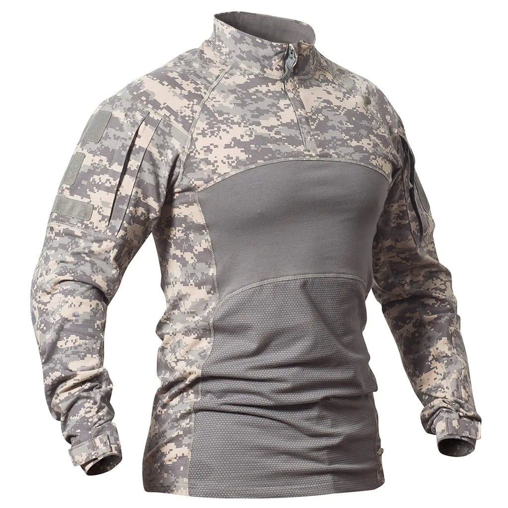 CARWORNIC Mens US Army Tactical Military Combat Shirt Paintball SAhooting Hunting Hiking Outdoor Sport ACU Long T Shirt