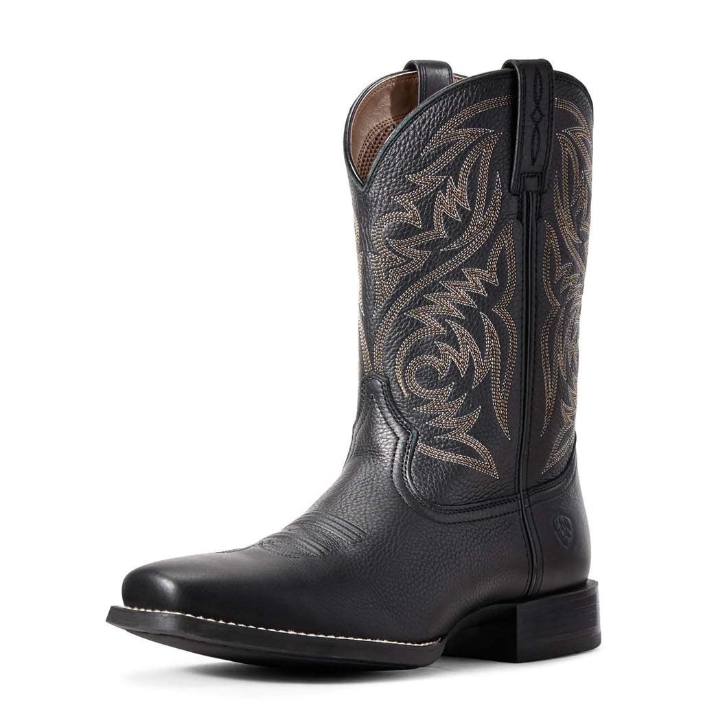ARIAT BMVY9 Mens Sport Herdsman Western Boot Black Deertan 11 Wide