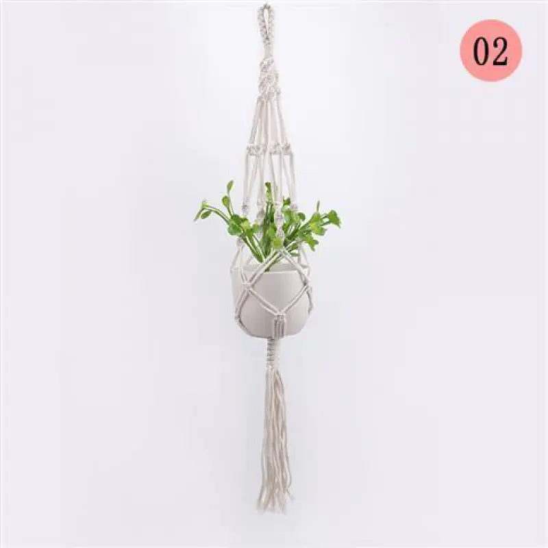 Handwoven Cotton Rope Hanging Planter Basket