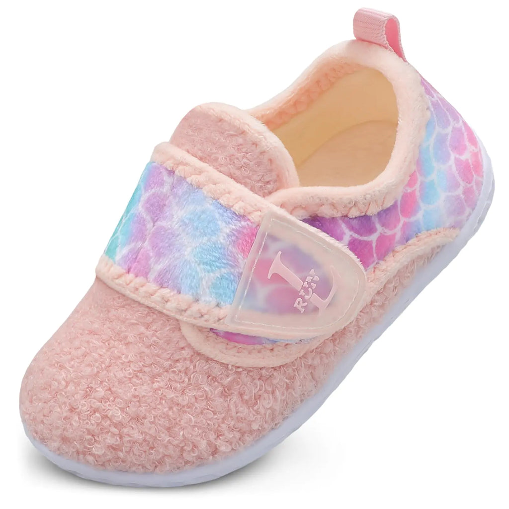 L-RUN Toddler House Shoes Boys Girls Warm Winter Slippers Non-Slip Indoor Household Shoes Pink M US 5.5-6 Toddler