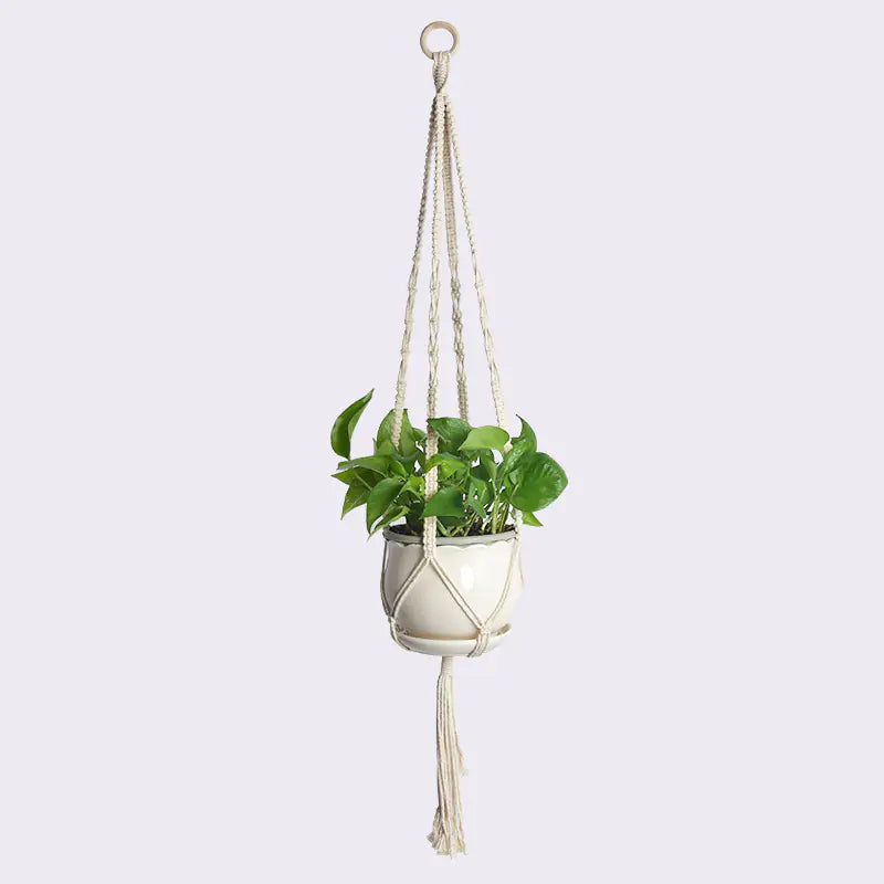 Handwoven Cotton Rope Hanging Planter Basket