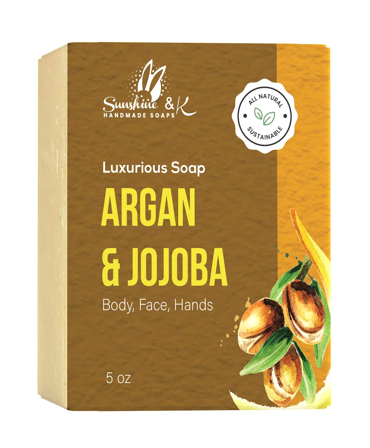 Argan & Jojoba Natural Soap – Body & Face Soap Bar - Bath and Shower Soap - Handmade Natural Soap with Essential Oils