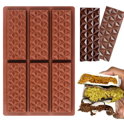1 Pcs Chocolate Bar Moulds - Nonstick Silicone Moulds with Bag and Spatula Chocolate Moulds Food Grade Silicone Deep Chocolate Bar Moulds