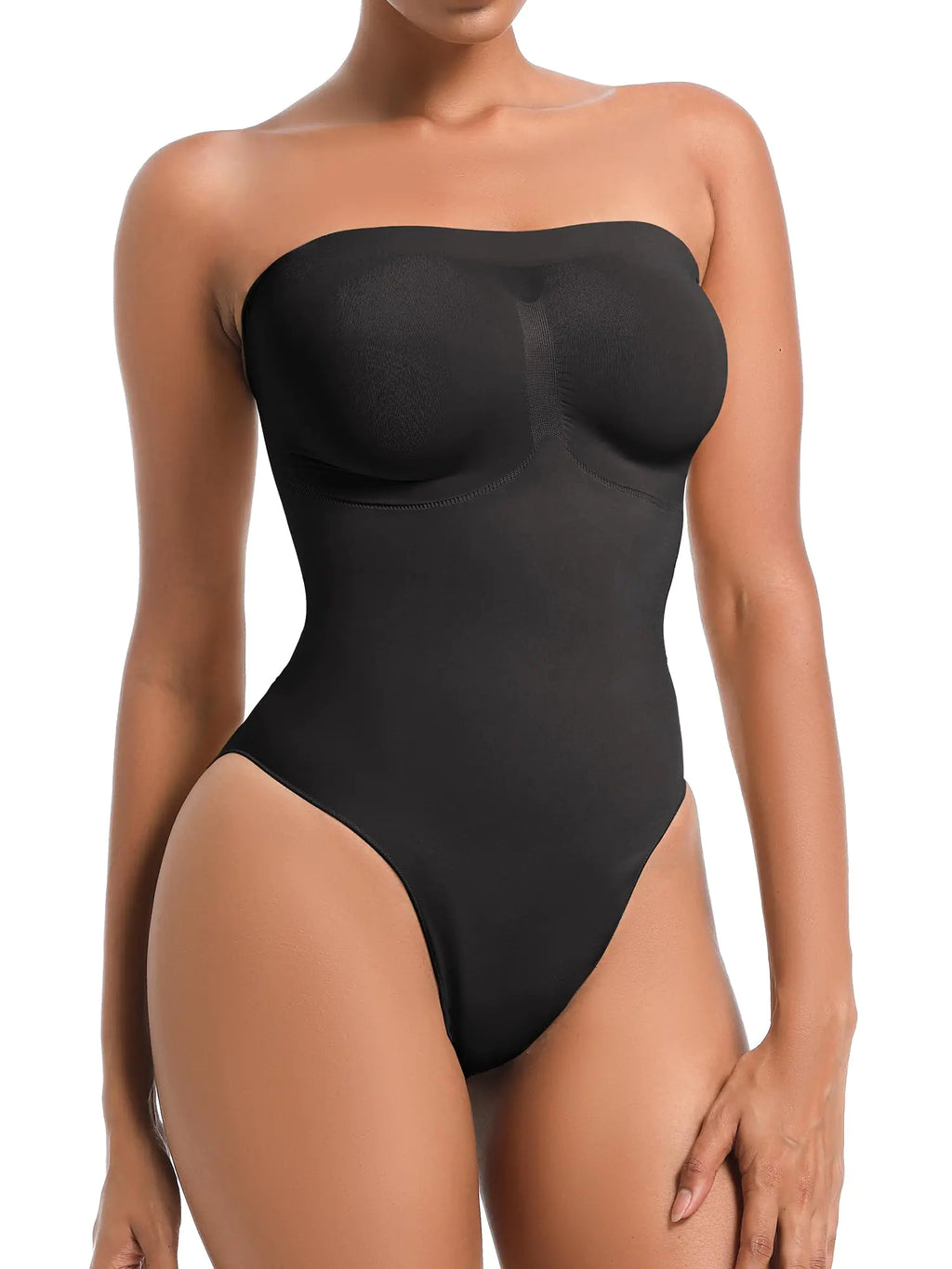 Atbuty Strapless Shapewear Bodysuit Tummy Control Thong Body Shaper for Women Under Dress with Removable Straps