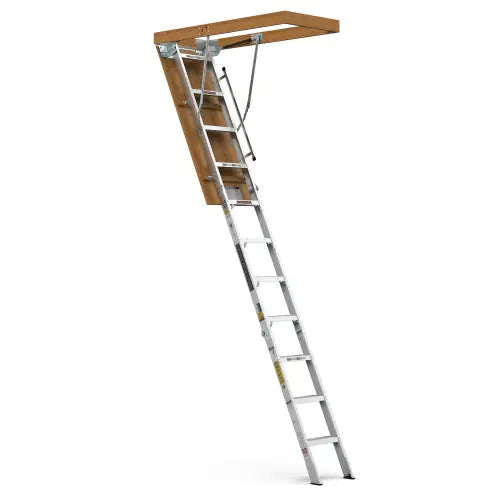 Household Aluminum Attic Ladder 25 X 54 ,350lbs Capacity, 7-10 Ft Ceiling Height