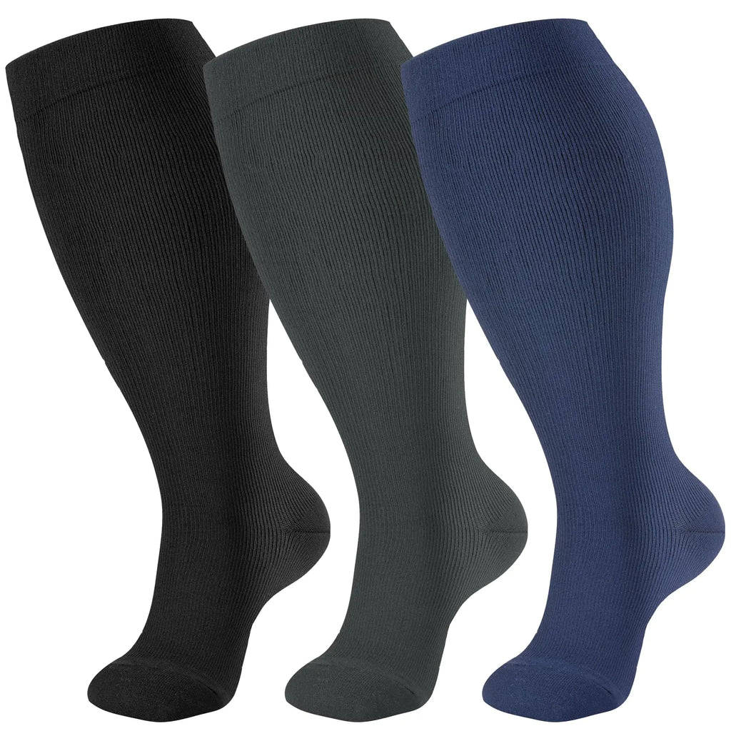 cerpite Plus Size Compression Socks Wide Calf for Women & Men 20-30 mmhg-Extra Wide Calf Knee High Support Socks for Nurse