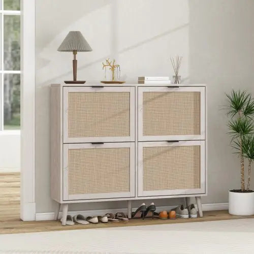 4-door Shoe Rack, Free-standing Modern Shoe Cabinet For Entrance