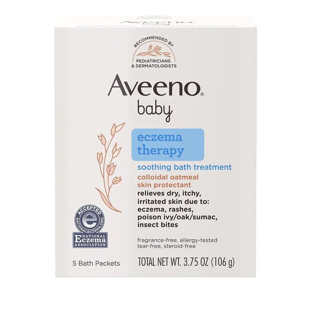 Aveeno Baby Eczema Therapy Soothing Bath Treatment for Relief of Dry Itchy and Irritated Skin Made with Soothing Natural Colloidal Oatmeal 5 ct. ( Pack of 6)