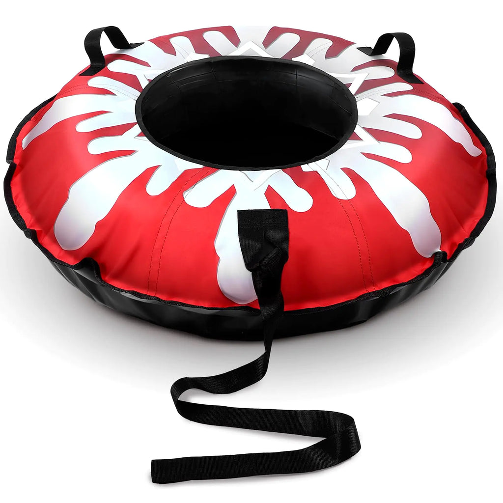 BBTO 43.3 Heavy Duty Snow Tube with Canvas Cover Inflatable Snowflake Tube Sled Winter Snow Tube Sled Winter Outdoor Fun Toys Christmas Birthday Gift for Adults Women Men
