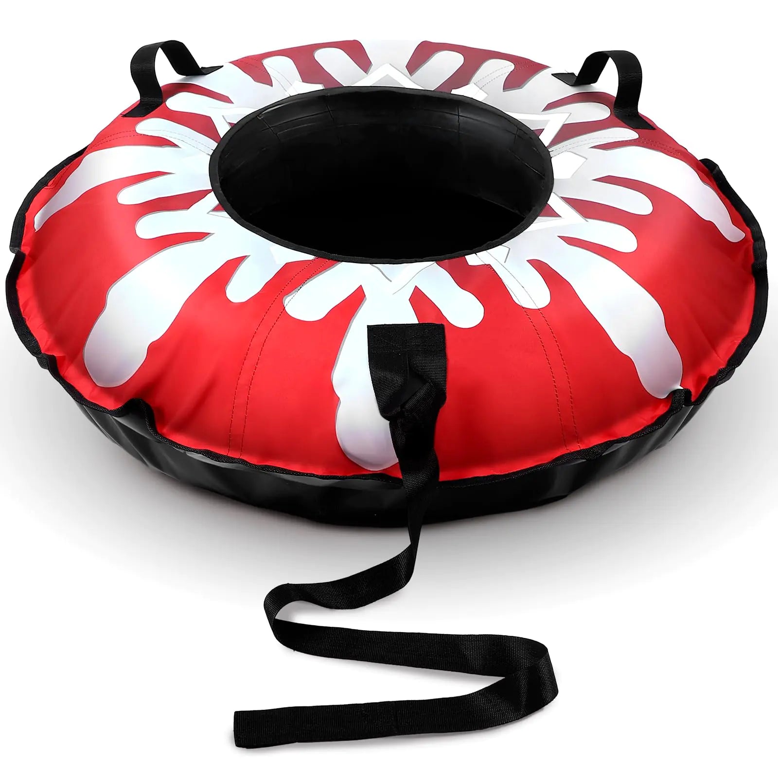BBTO 43.3 Heavy Duty Snow Tube with Canvas Cover Inflatable Snowflake Tube Sled Winter Snow Tube Sled Winter Outdoor Fun Toys Christmas Birthday Gift for Adults Women Men