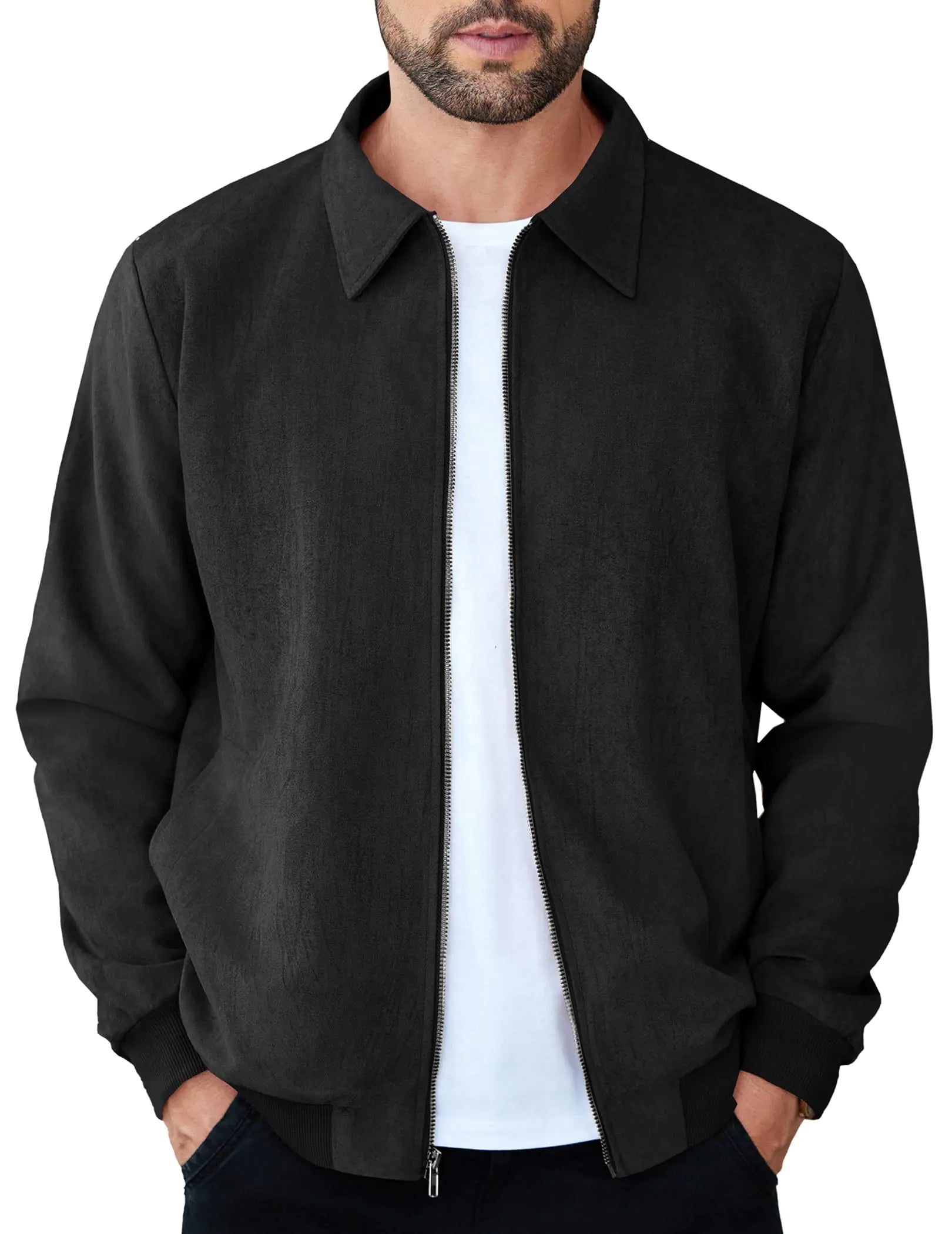 COOFANDY Mens Zipper Bomber Jacket Jacket Without Hoodie Vintage Jacket