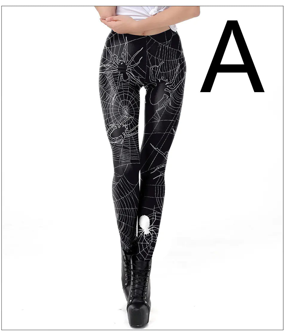 Halloween Skull Frame Digital Print Sexy Leggings