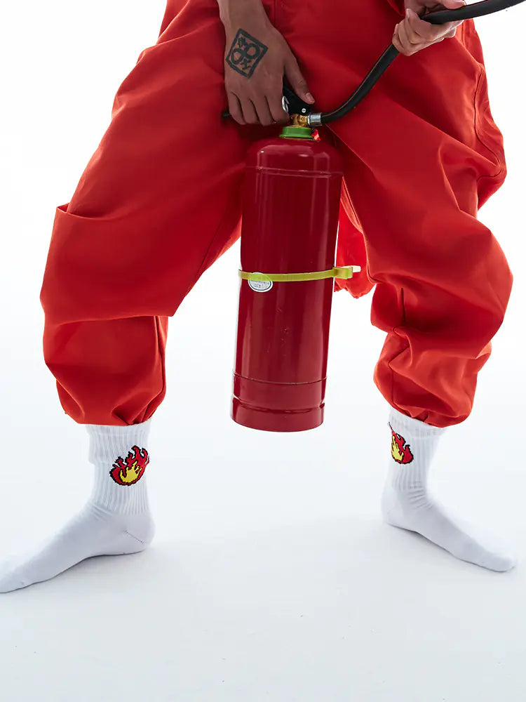Men's Sports Socks with Towel Bottom - Flame Design